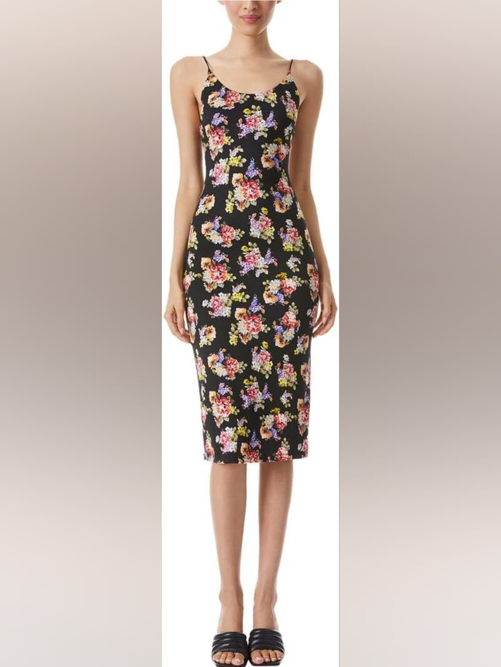 Alice + Olivia Delora Slip Midi Dress in Magnolia Floral Black Size 10
